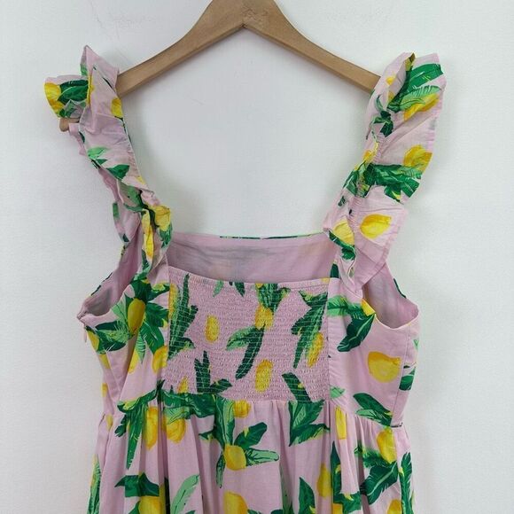 J. Crew Factory Women’s Plus Size Pink Lemon Novelty Printed Sleeveless Midi Dre - Picture 8 of 15